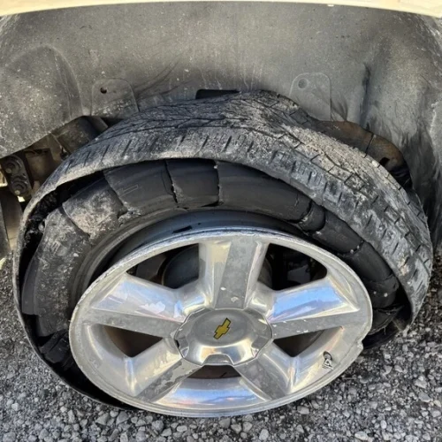 tire burst on roadside