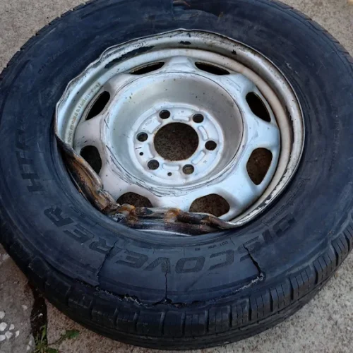 blown out tire
