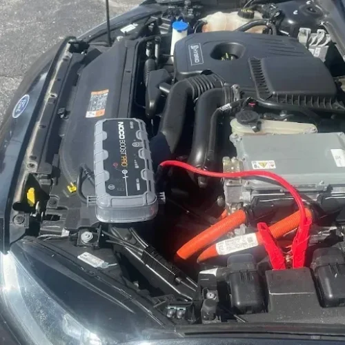 jump starting a car